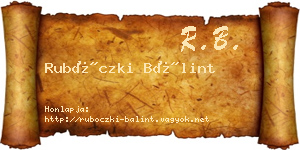 Rubóczki Bálint névjegykártya